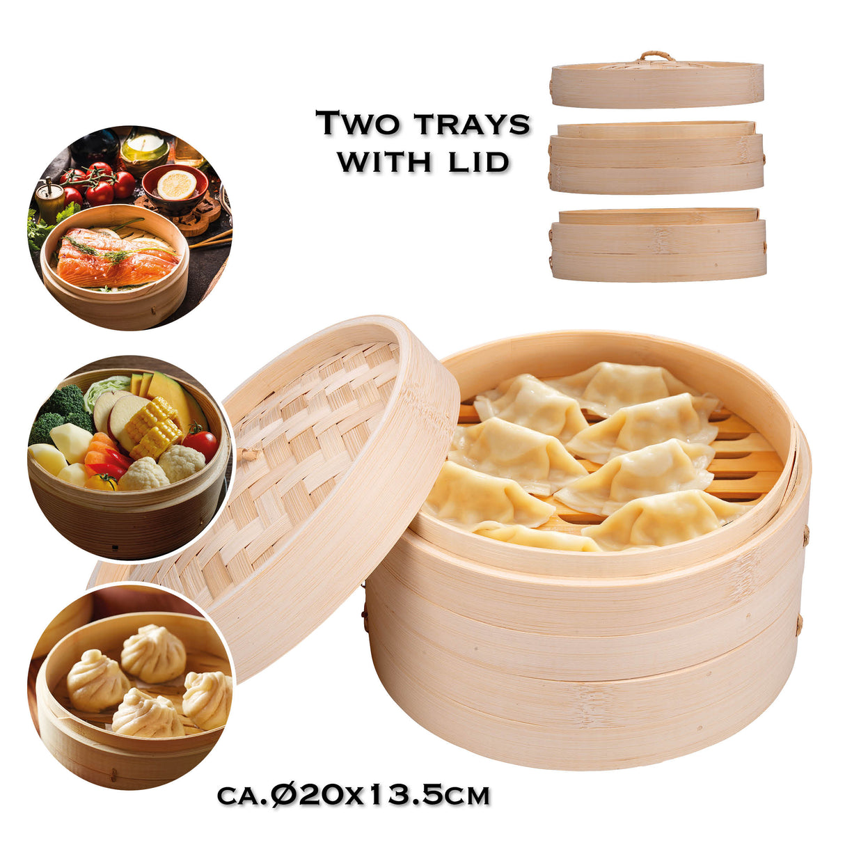 Bamboe stoommand, 20 cm - maximondo