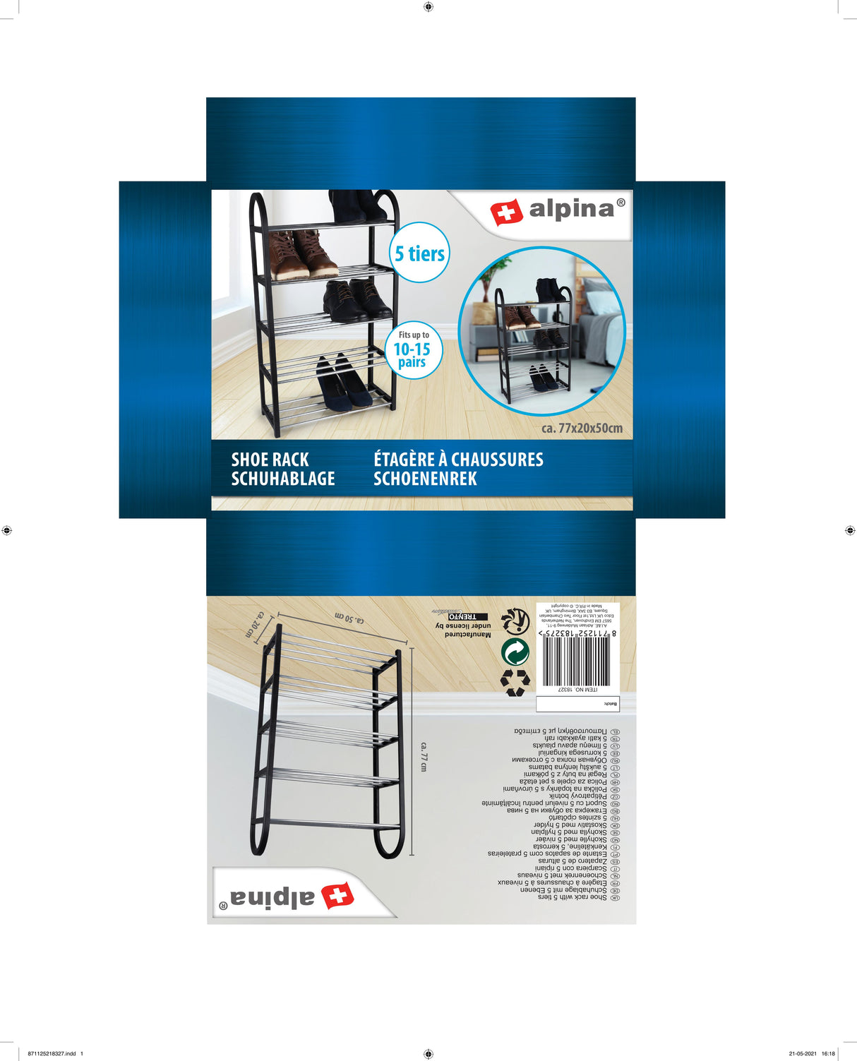 alpina Schoenenrek 5Laags, 50x20x77CM - maximondo