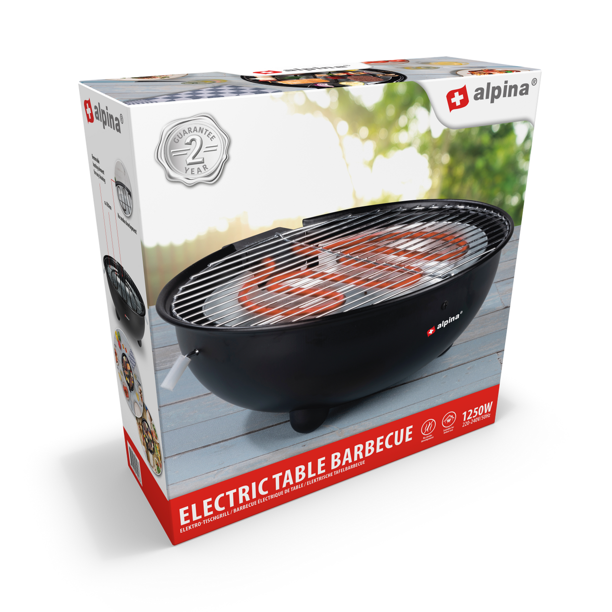 alpina Elektrische BBQ 1250W - maximondo