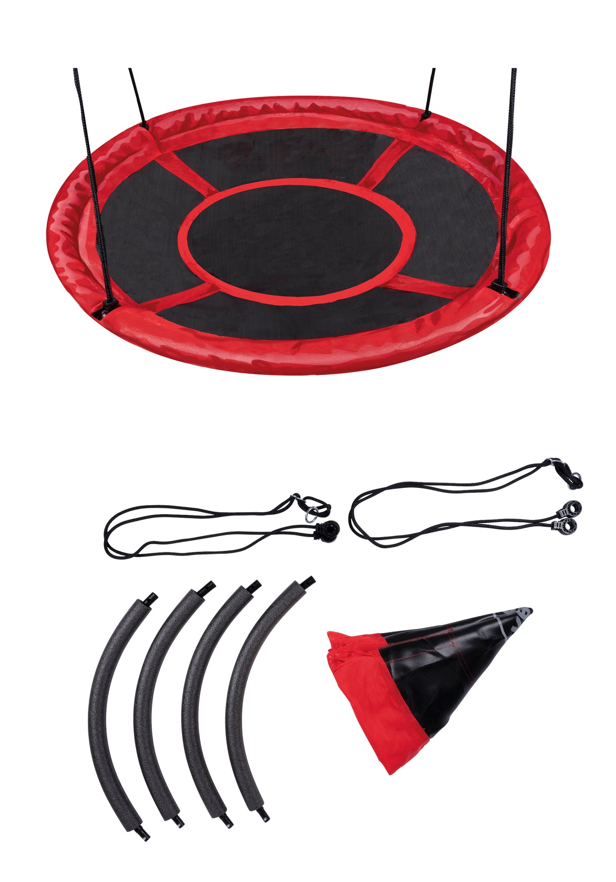 Nestschommel Ø110cm - Zwart/Rood - maximondo