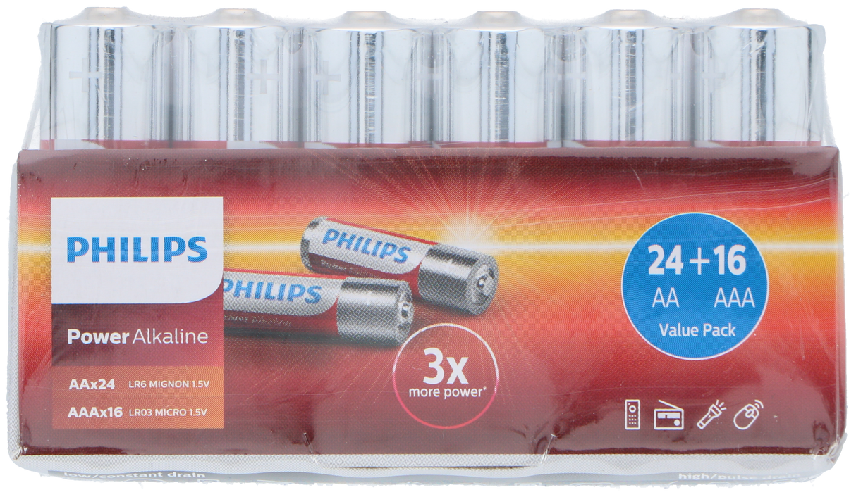 Philips Batterijen 24x AA + 16x AAA Voordeelverpakking