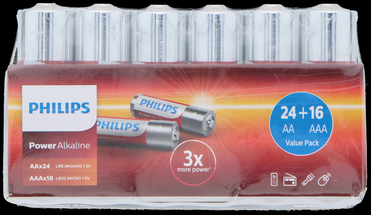 Batterijen Power Alkaline 24x AA 16x AAA - maximondo