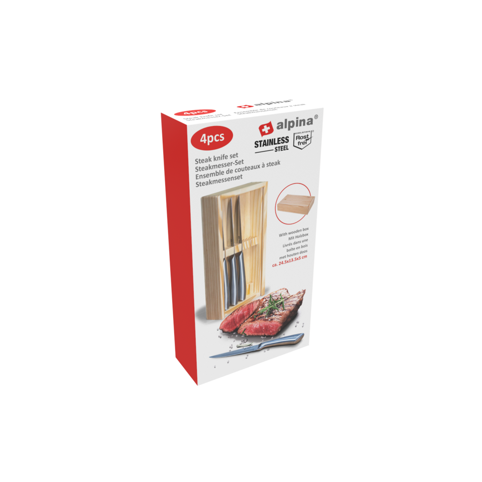 alpina Steakmes in Houten Kist - maximondo