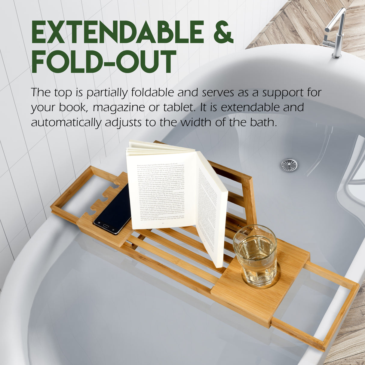 alpina Verstelbare Badplank Badrek - Bamboe - maximondo