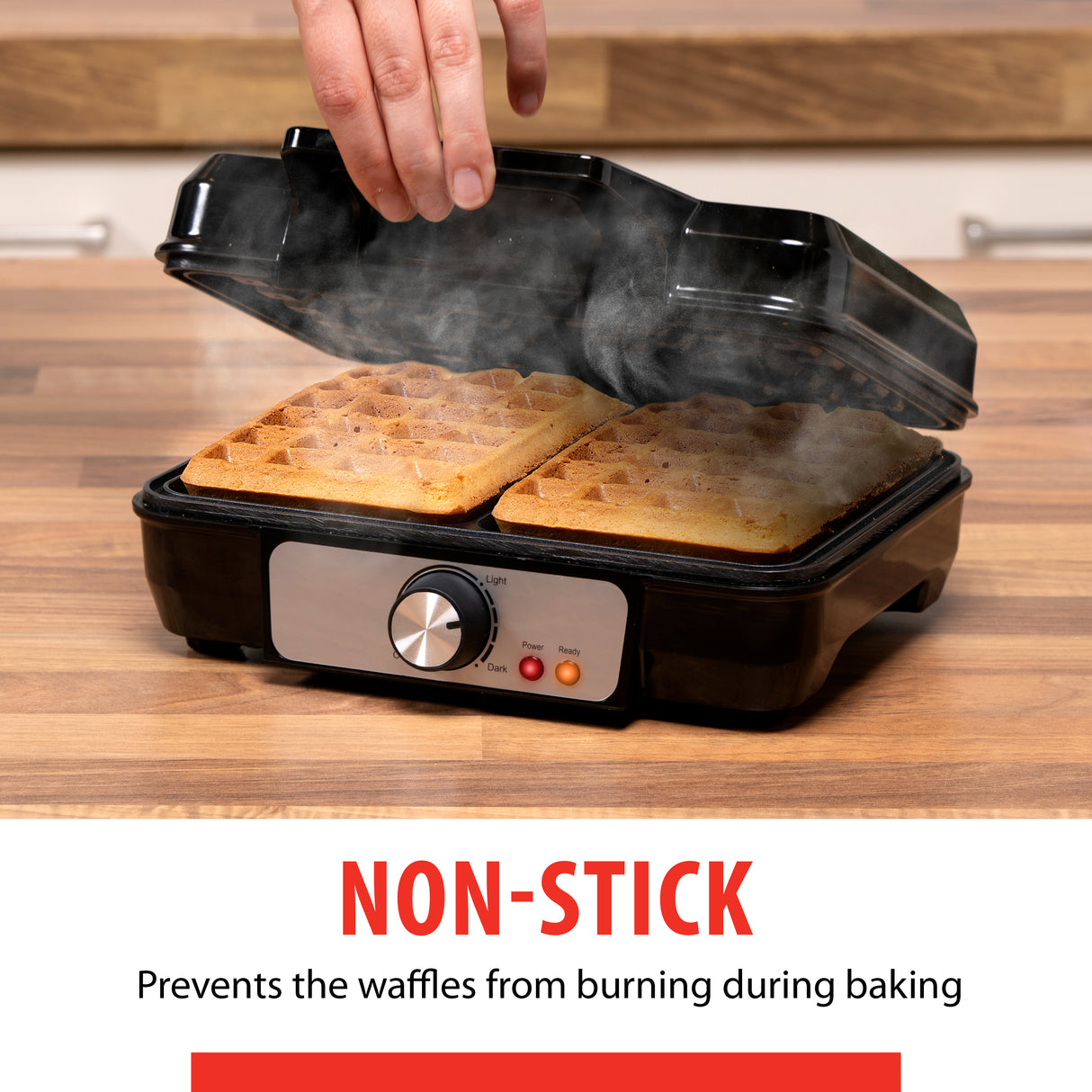 alpina Wafelijzer 1000W - Wafelmaker voor Brusselse Wafels - maximondo