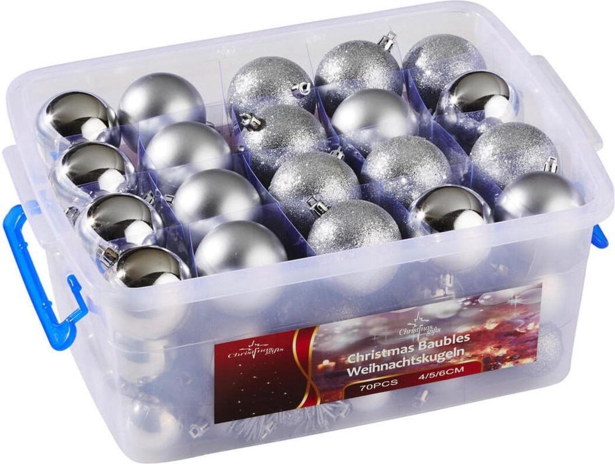Christmas Gifts Kerstballen Zilver 70 Stuks - maximondo