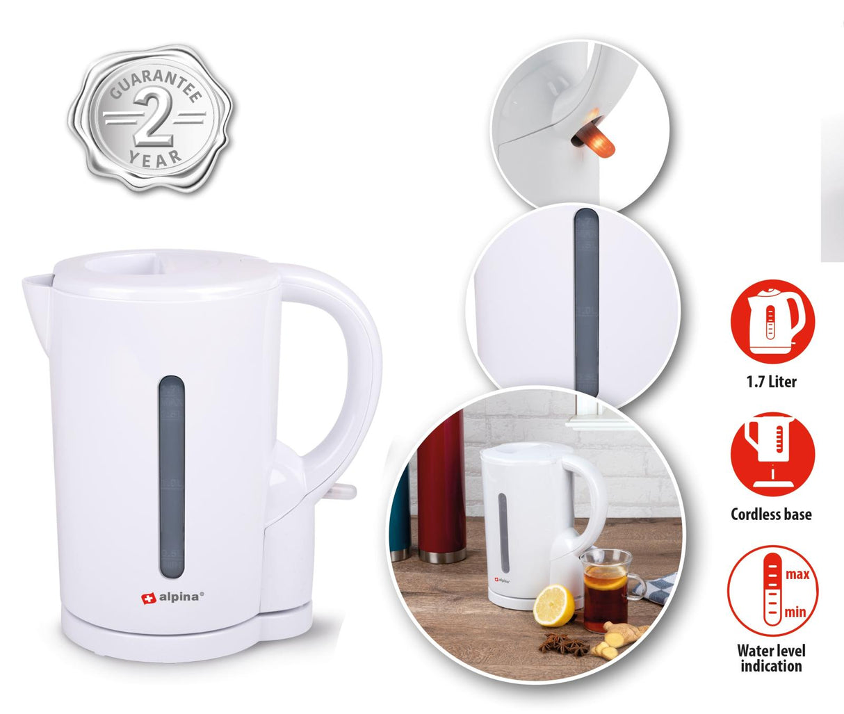 Water Kettle 1,7L white - maximondo