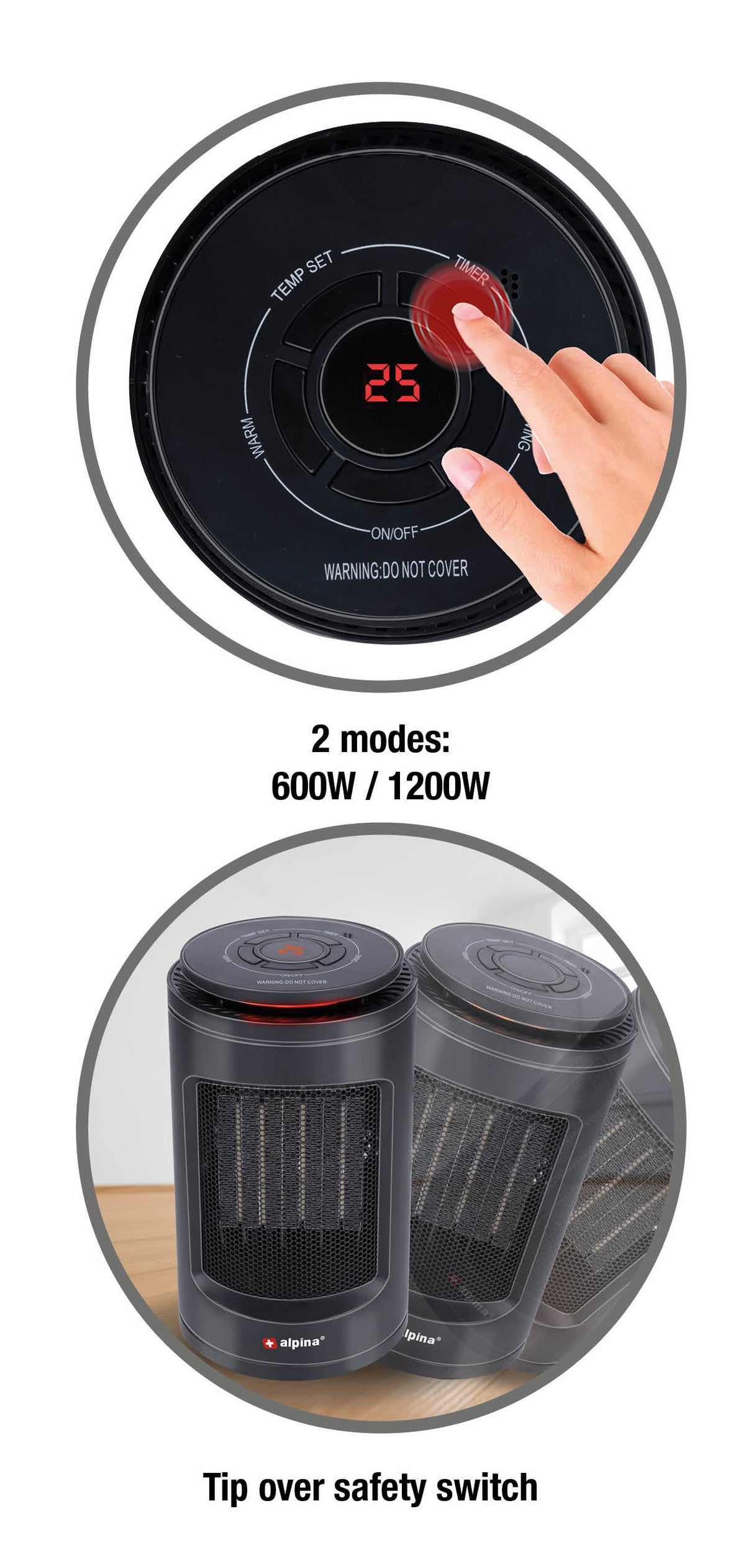 alpina Elektrische Kachel Heater, Timer - maximondo