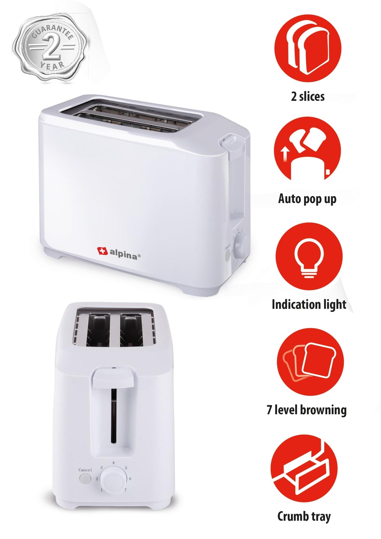 Toaster 700W white - maximondo