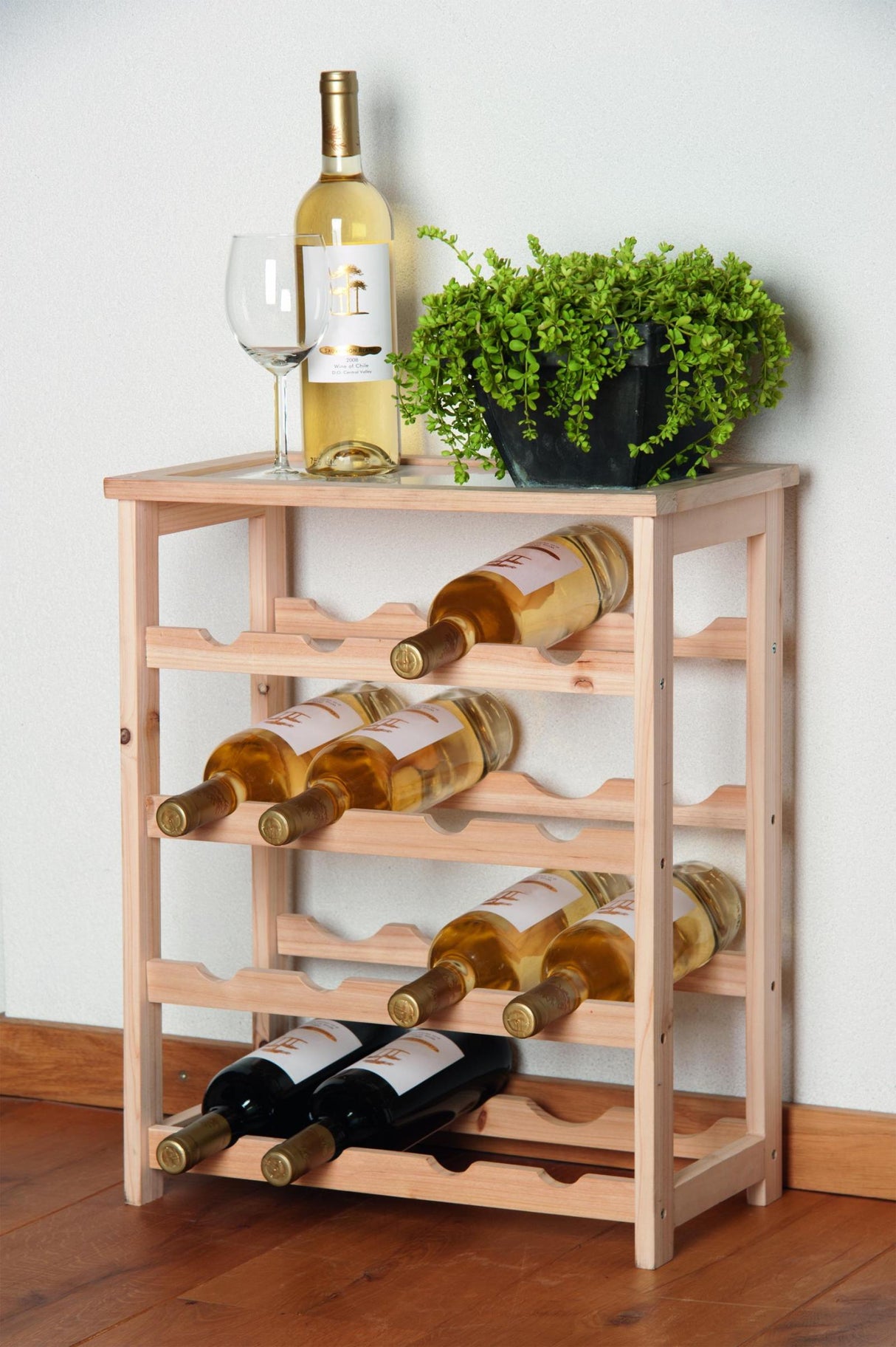 Wijnrek - 55 cm hoog - Hout - 16 flessen - maximondo