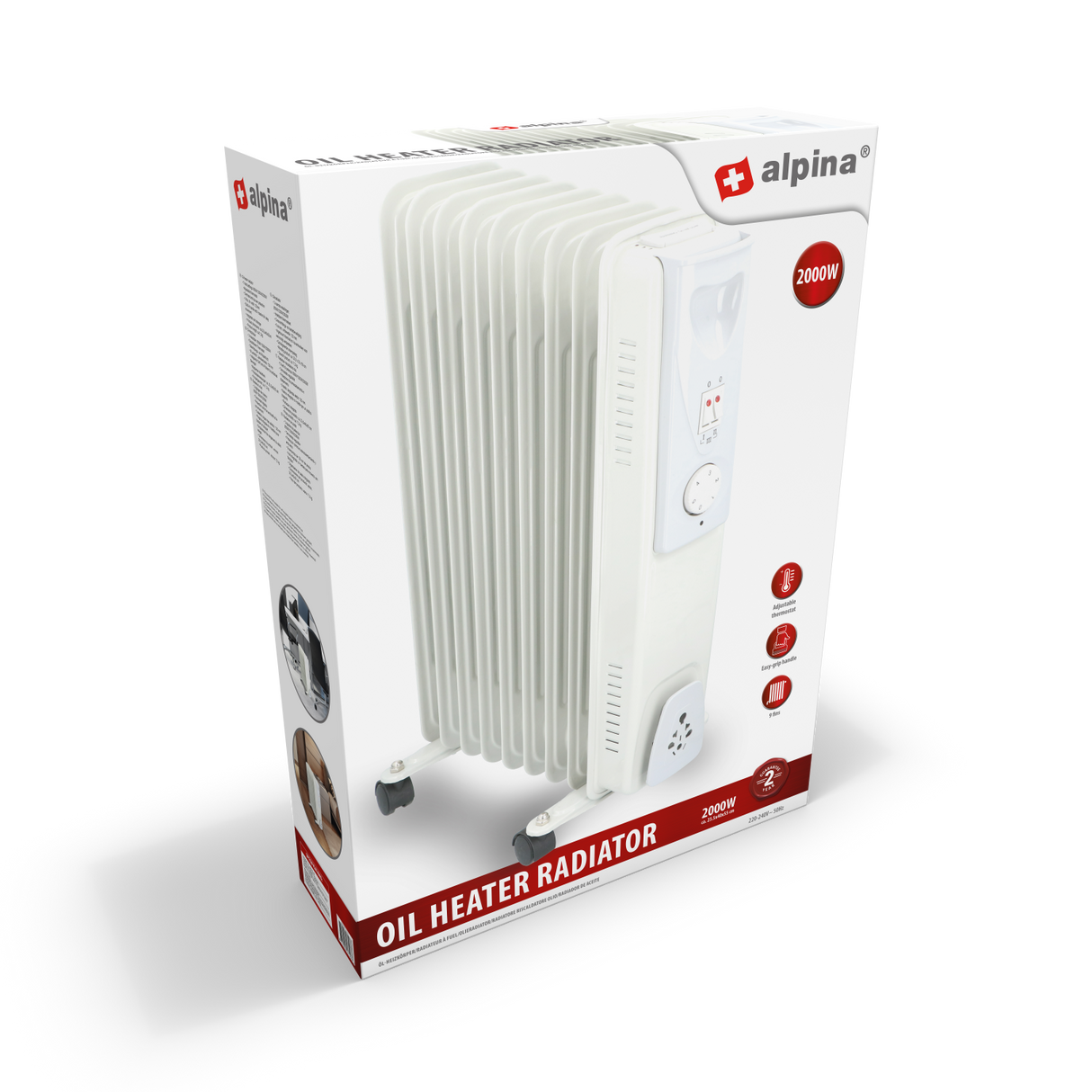 alpina Elektrische Olieradiator 2000W Wit - maximondo