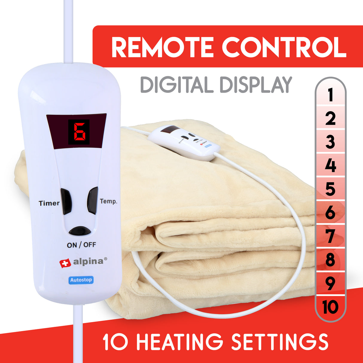 alpina Elektrische Warmtedeken 130x180 cm - maximondo