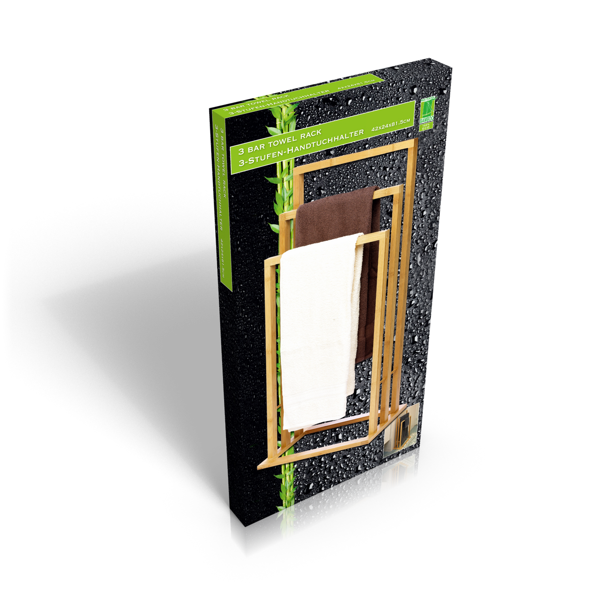 Handdoekenrek 3 hoogtes van bamboe - vrijstaand - maximondo