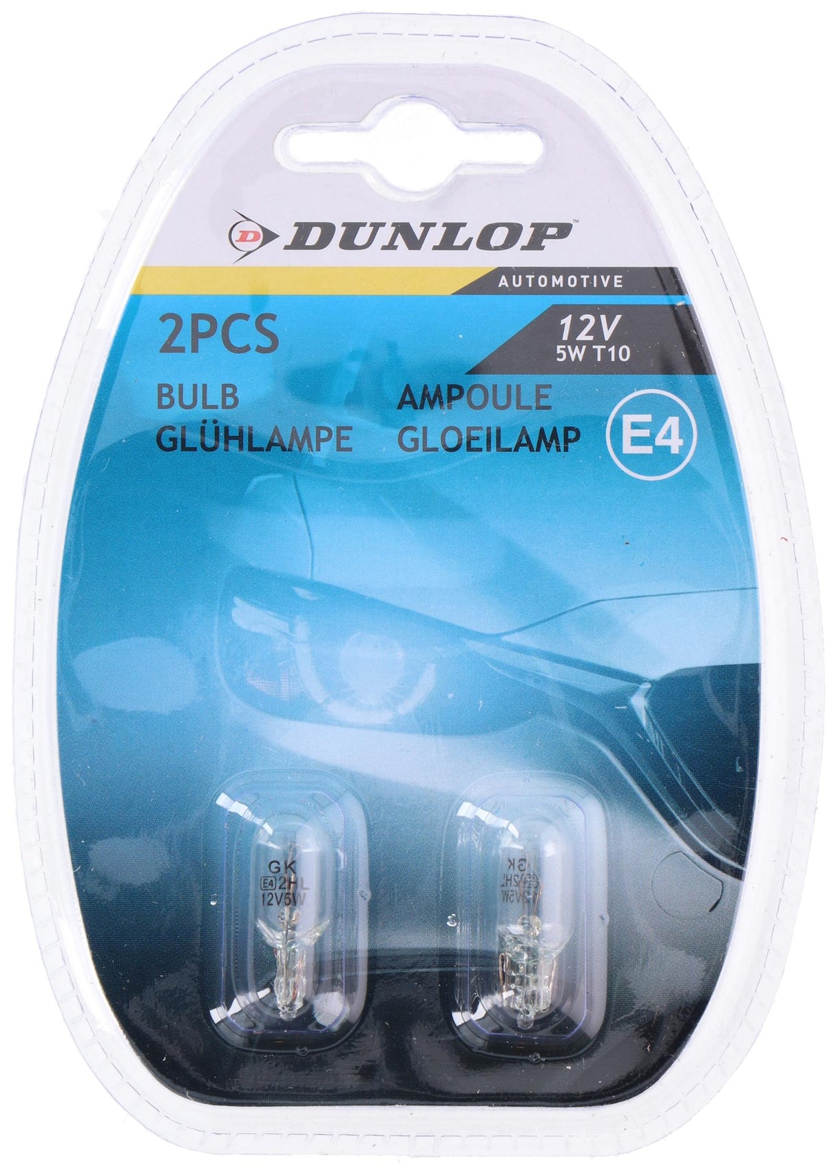 Dunlop Autolamp 12V 5W T10 – Set van 2 stuks – Geschikt voor voertuigverlichting - maximondo