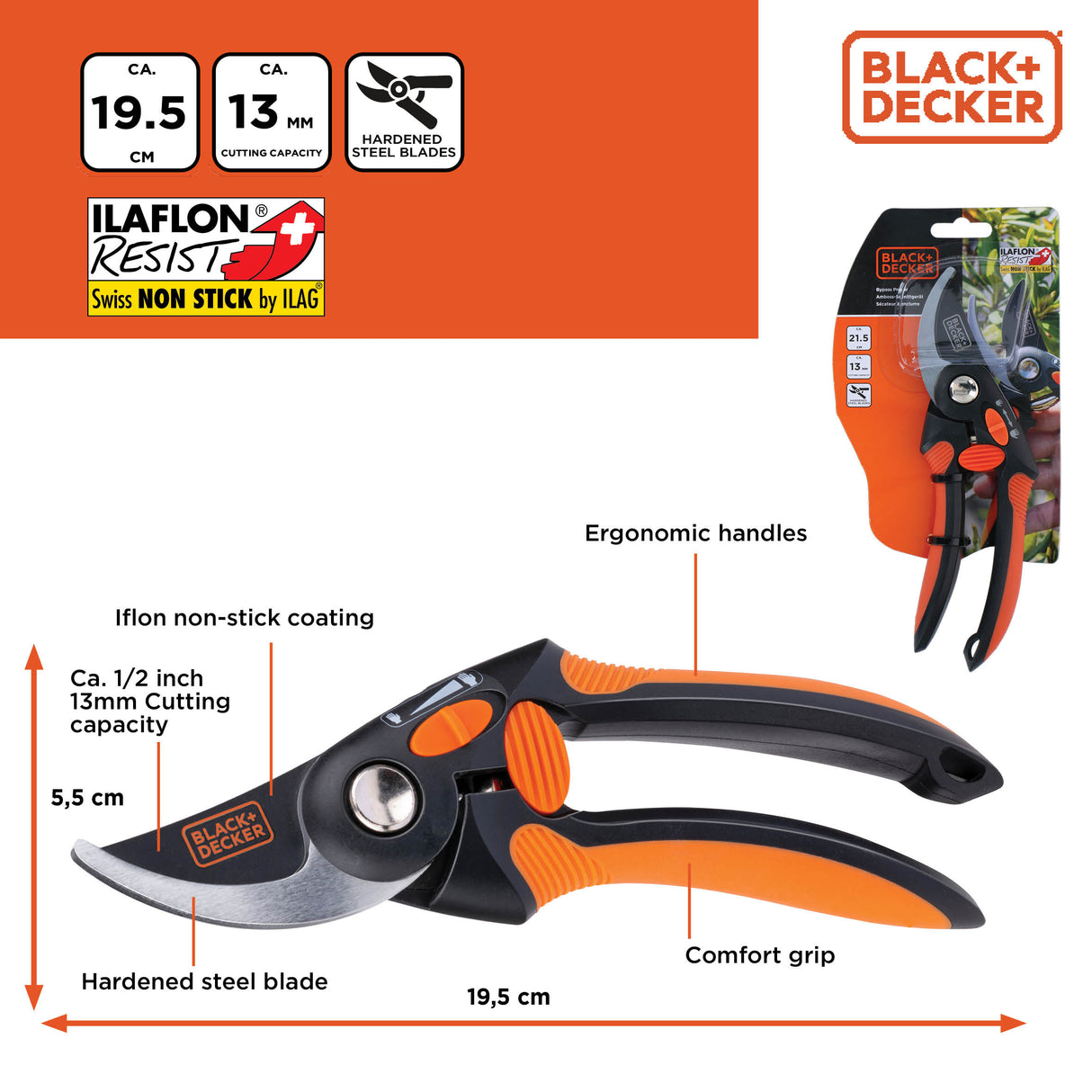 BLACK+DECKER Snoeischaar 13 MM