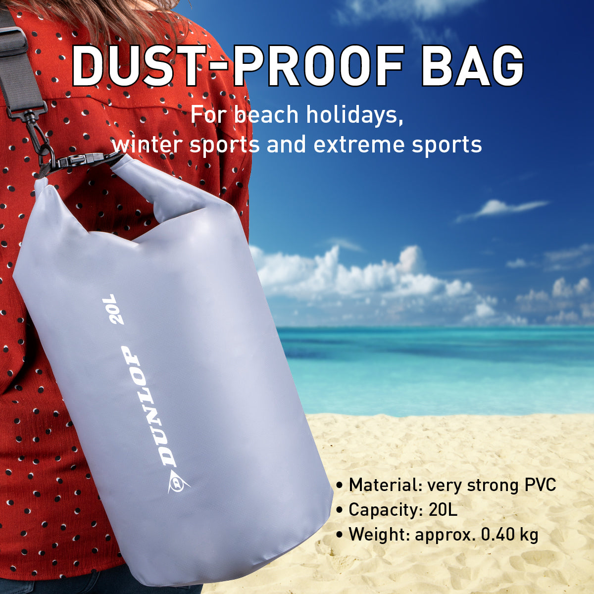 Dunlop 20L Waterdichte Tas Grijs - maximondo