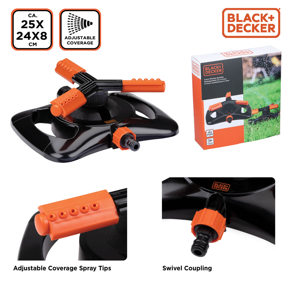 BLACK+DECKER Gazonsproeier 3 Armen - maximondo