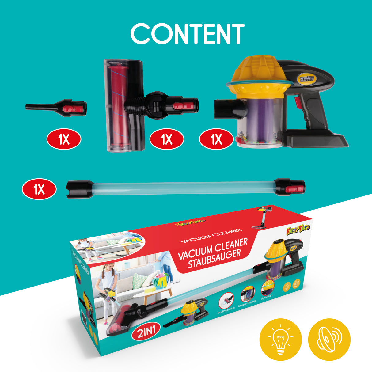 Eddy Toys Speelgoed Stofzuiger – Kinder Stofzuiger - maximondo