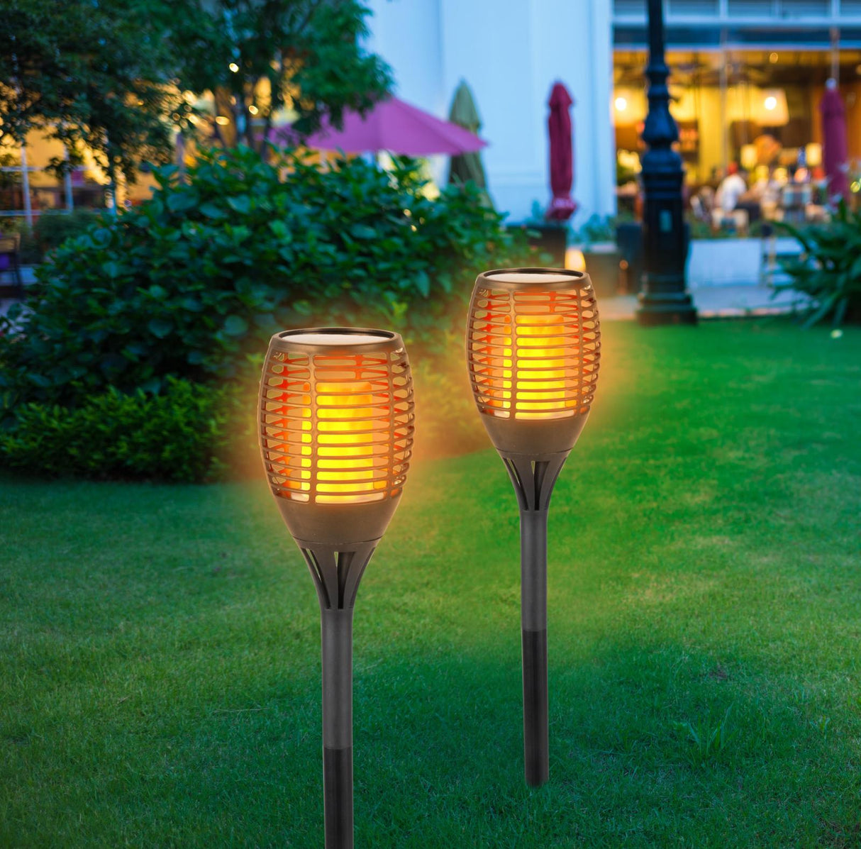 Tuinlamp - solar - 72 LEDs - vlameffect - Ø12cm x 77cm hoog - maximondo