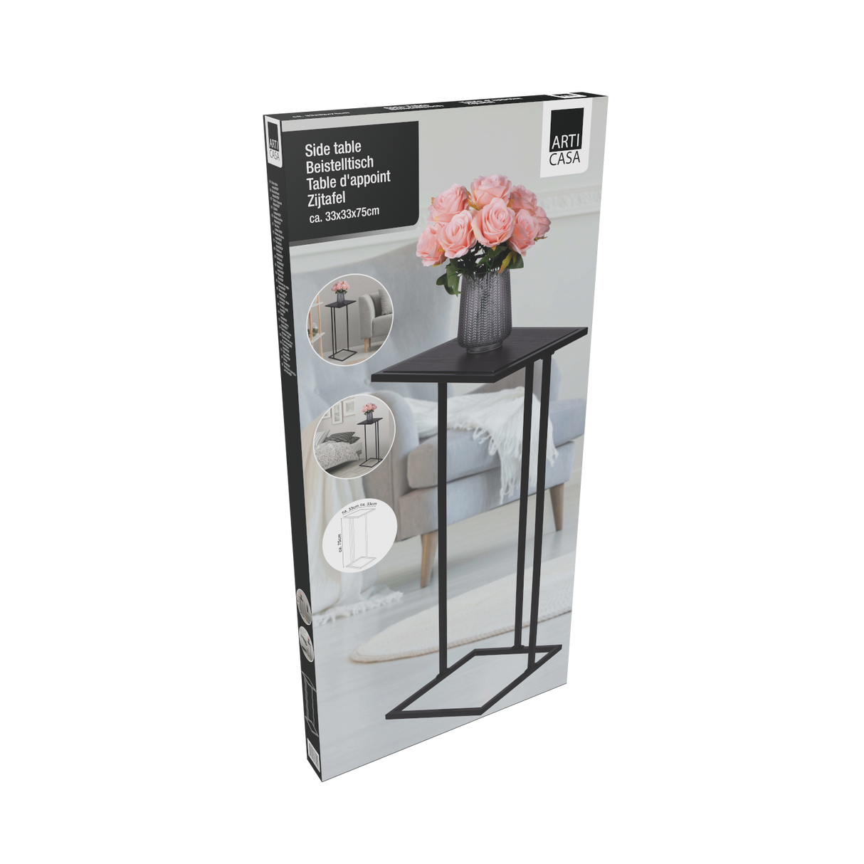 Arti Casa Bijzettafel Metaal en MDF 58x33 CM - maximondo