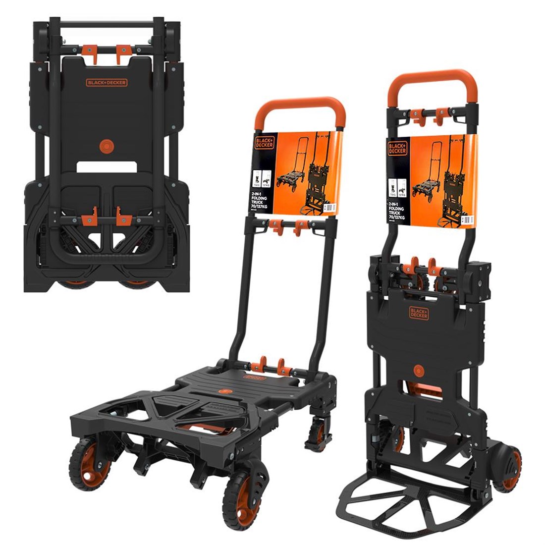 BLACK+DECKER steekwagen en plateauwagen 2-in-1 55kg - maximondo