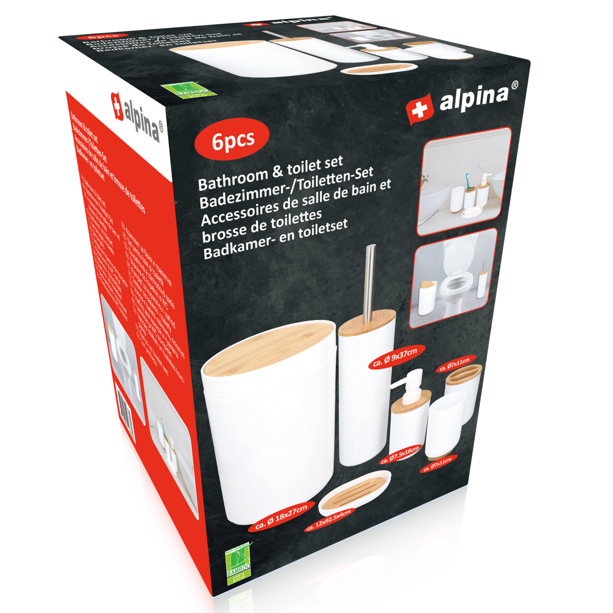 alpina Badkamerset Bamboe - Wit - maximondo