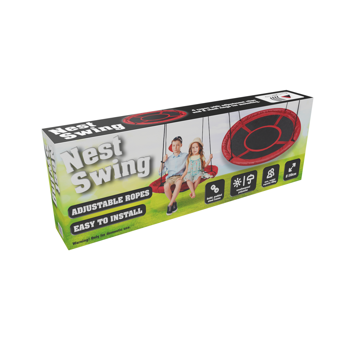 Nestschommel Ø110cm - Zwart/Rood - maximondo