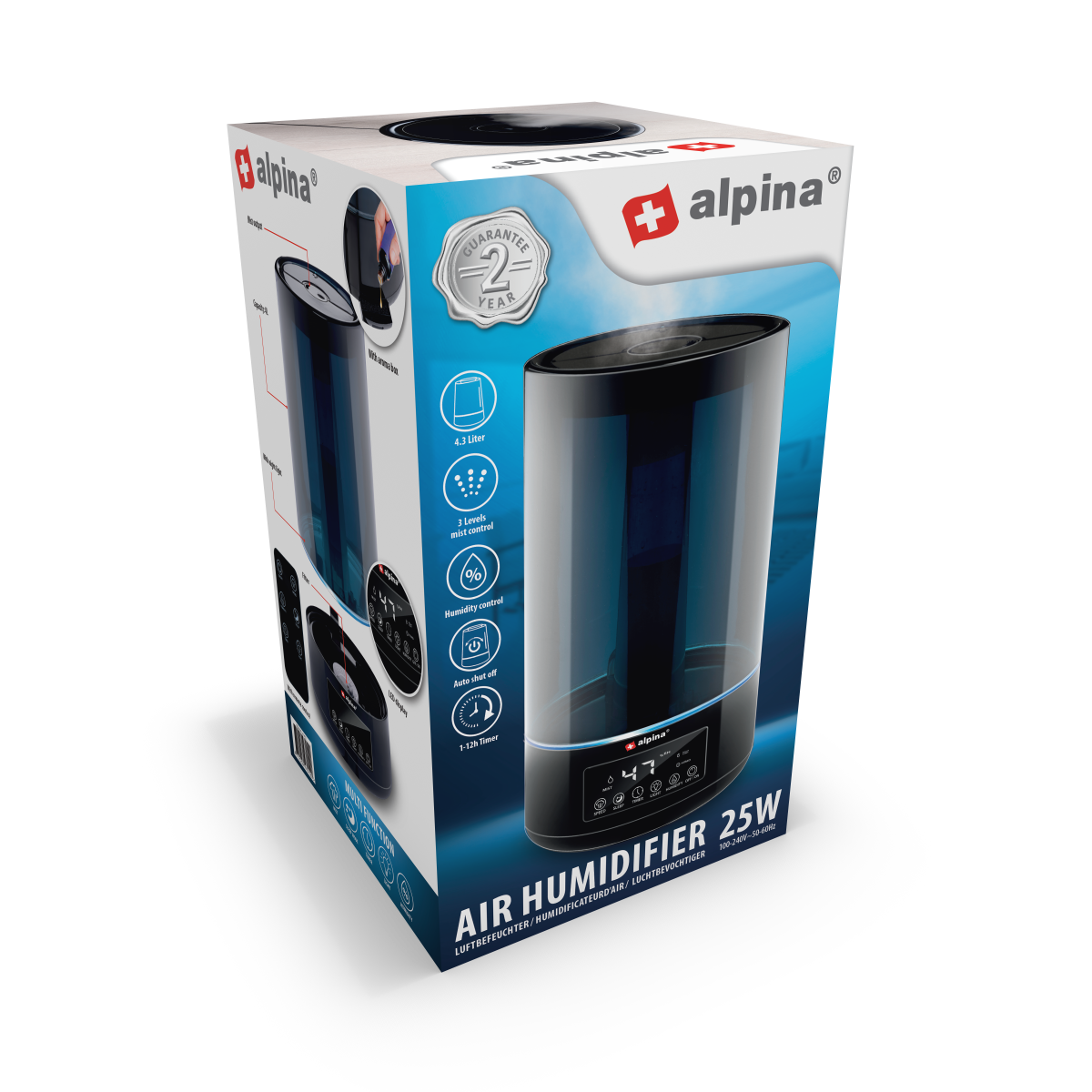 alpina Luchtbevochtiger 4.3L - Zwart