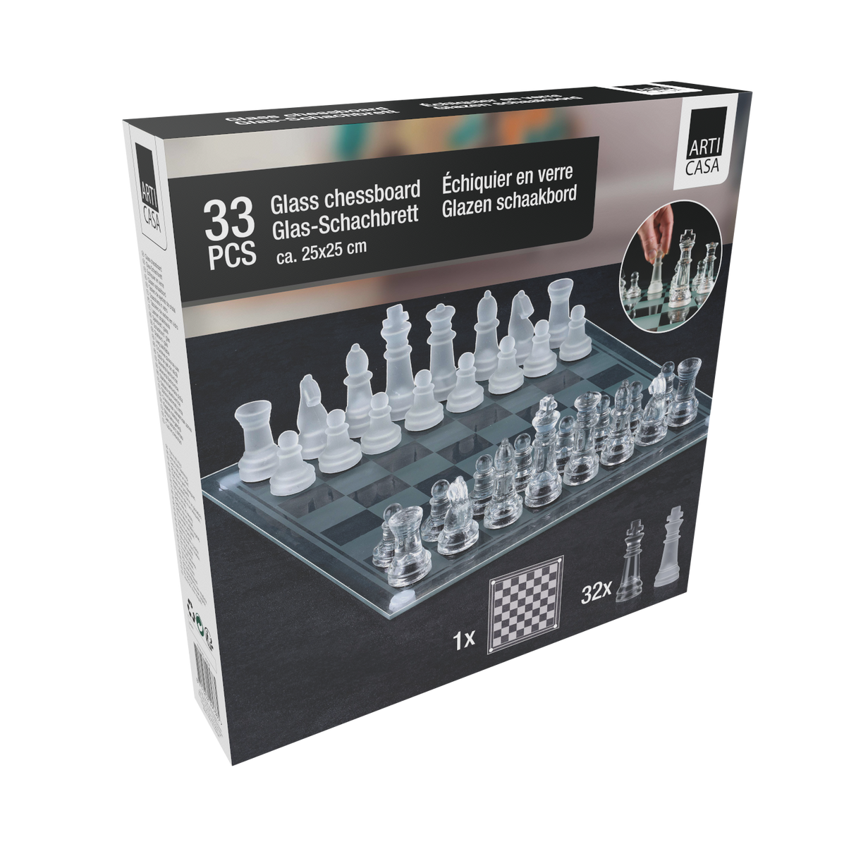 Arti Casa Glazen Schaakset 33 Delige Set - maximondo