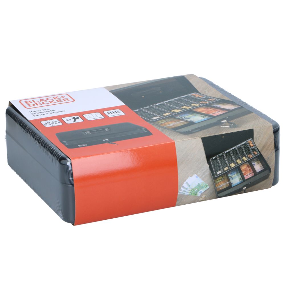 BLACK+DECKER geldkist met muntsorteerder en sleutel 30,5cm - maximondo