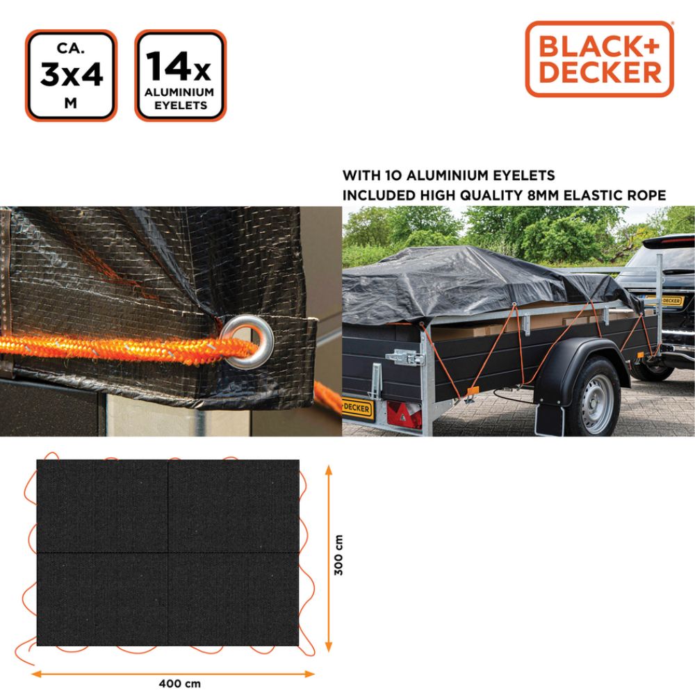BLACK+DECKER Aanhangwagenzeil 3 x 4 M - maximondo