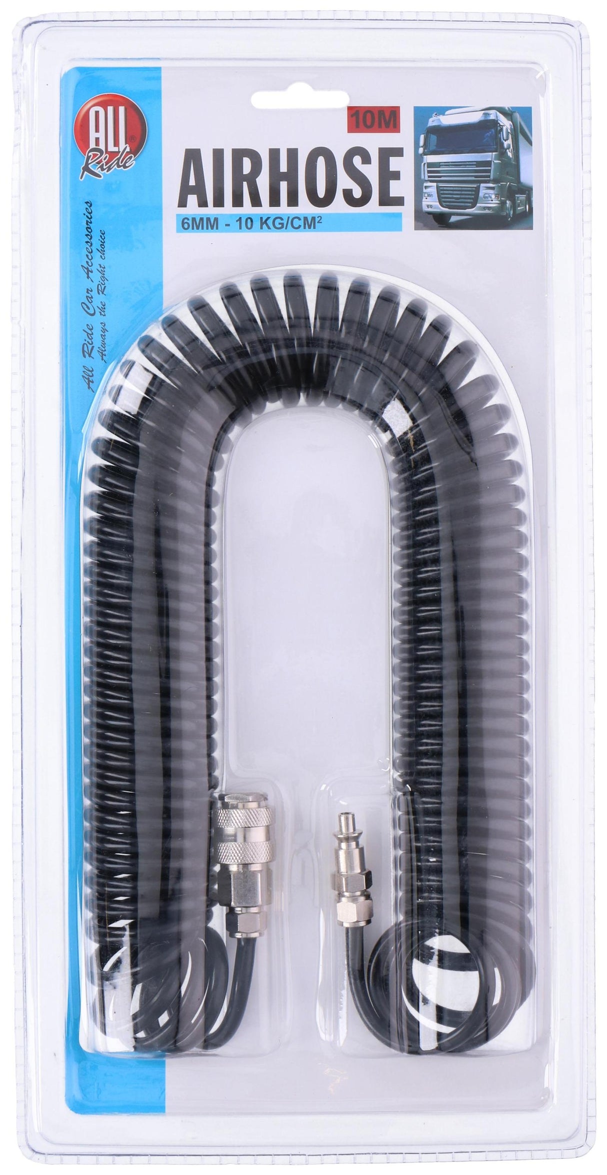 Luchtslang - 6 mm - 10 meter - 10 kg/cmᄇ - spiraalslang - met snelkoppelingen - maximondo