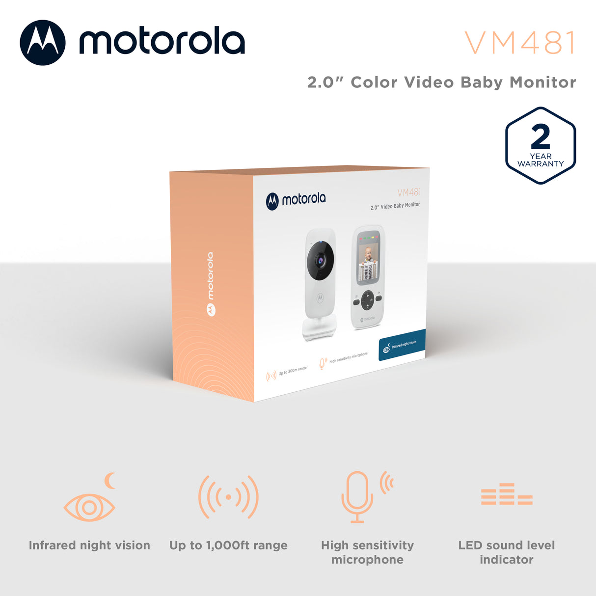 Baby monitor VM481 2" WHT - maximondo