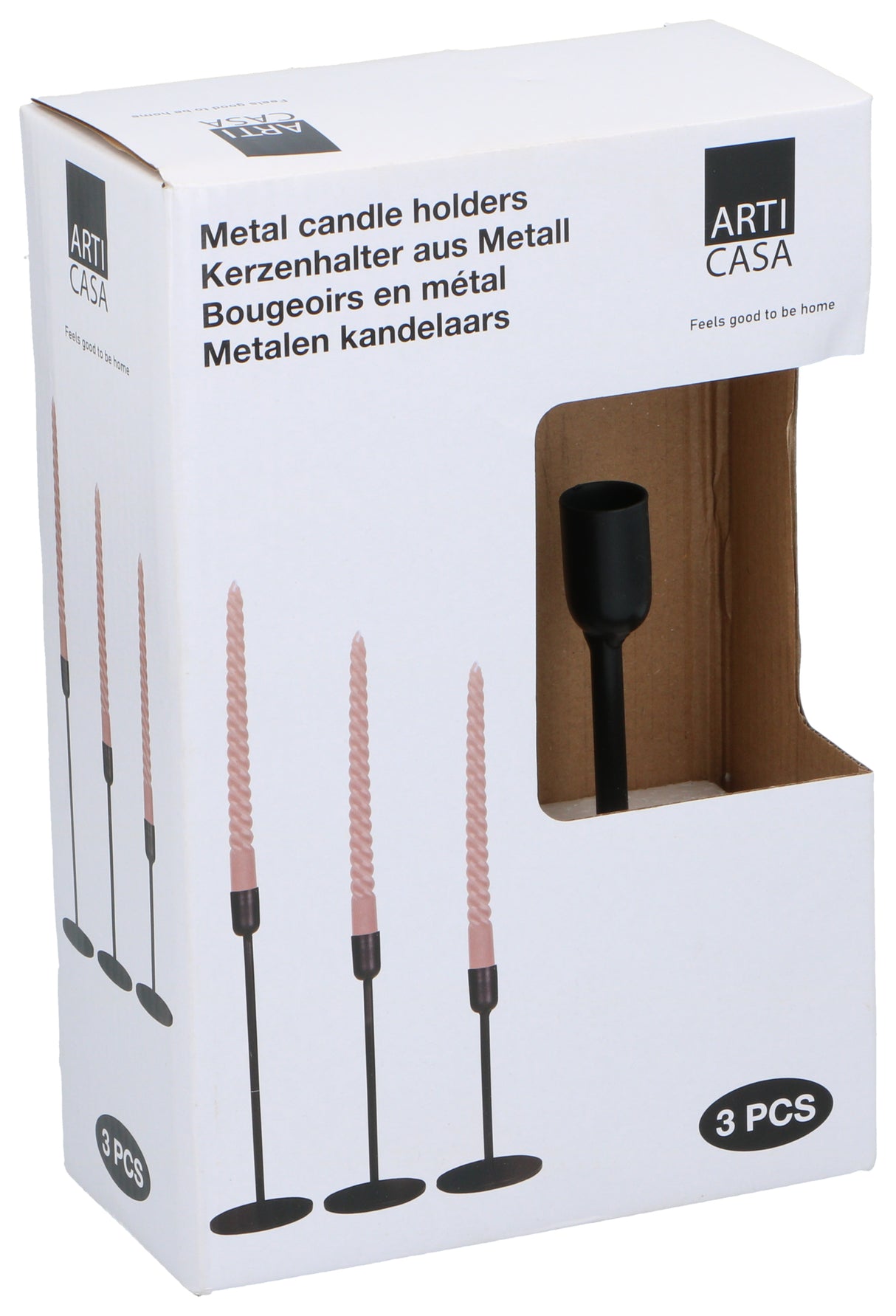Arti Casa Zwart Kandelaars 3 Stuks Metaal - maximondo