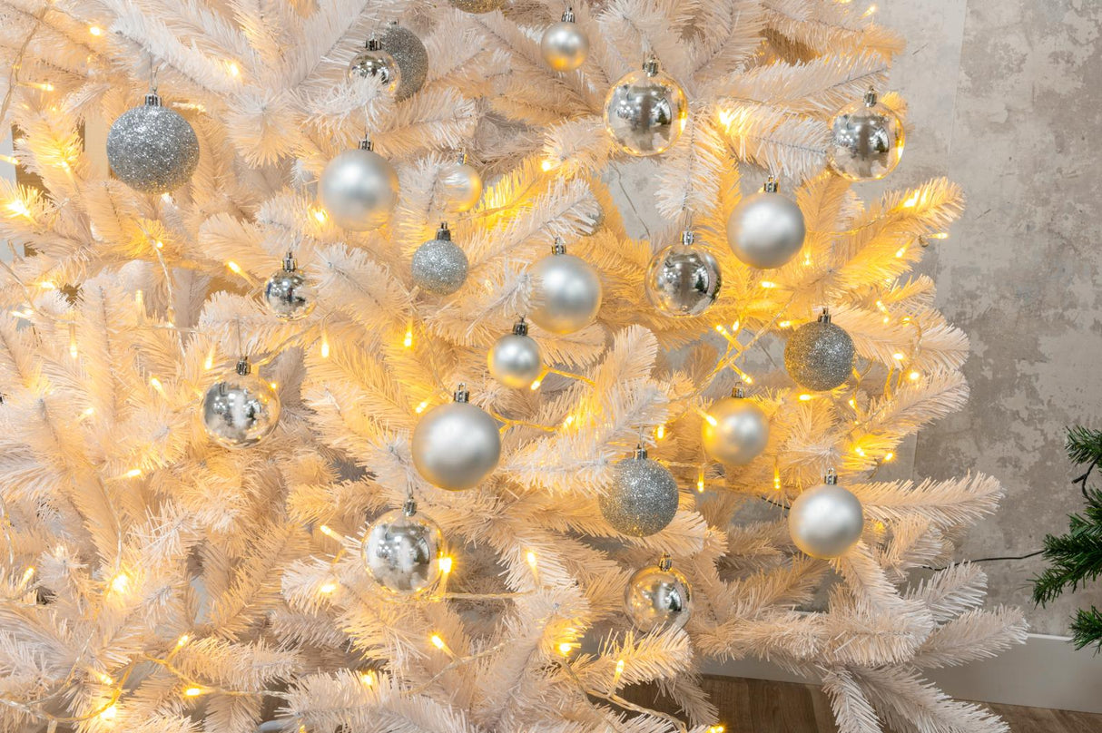 Kerstballen zilver 70 stuks incl. kerst opbergbox - maximondo