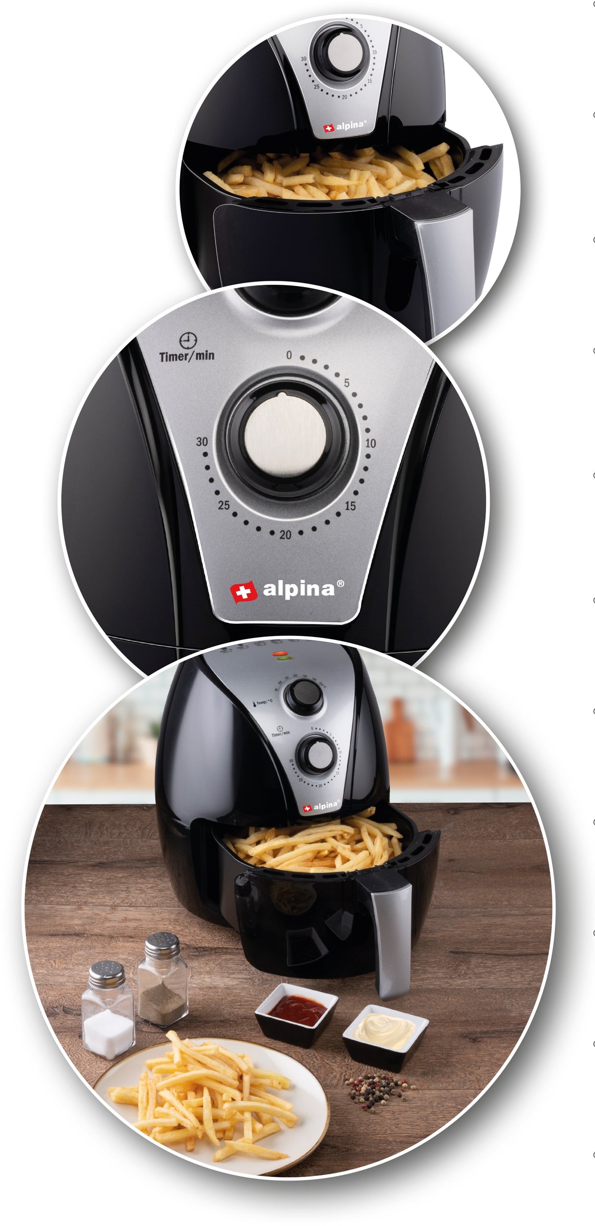 alpina Airfryer XL, 3,2L Zwart - maximondo