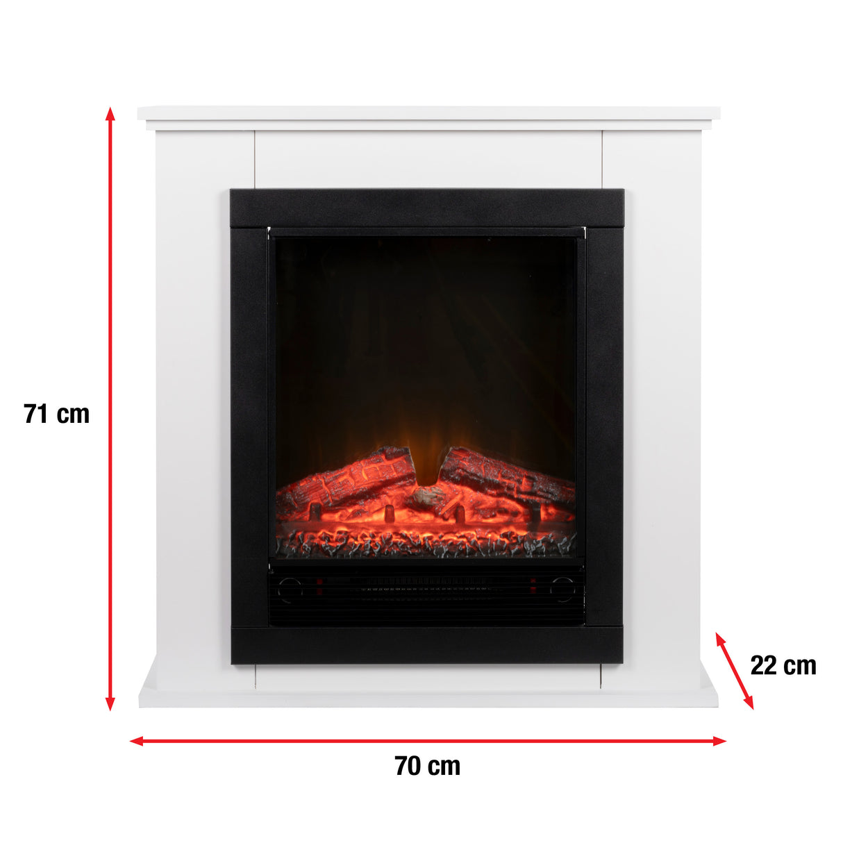 Classic Fire Lugano Sfeerhaard 1800W, Wit - maximondo