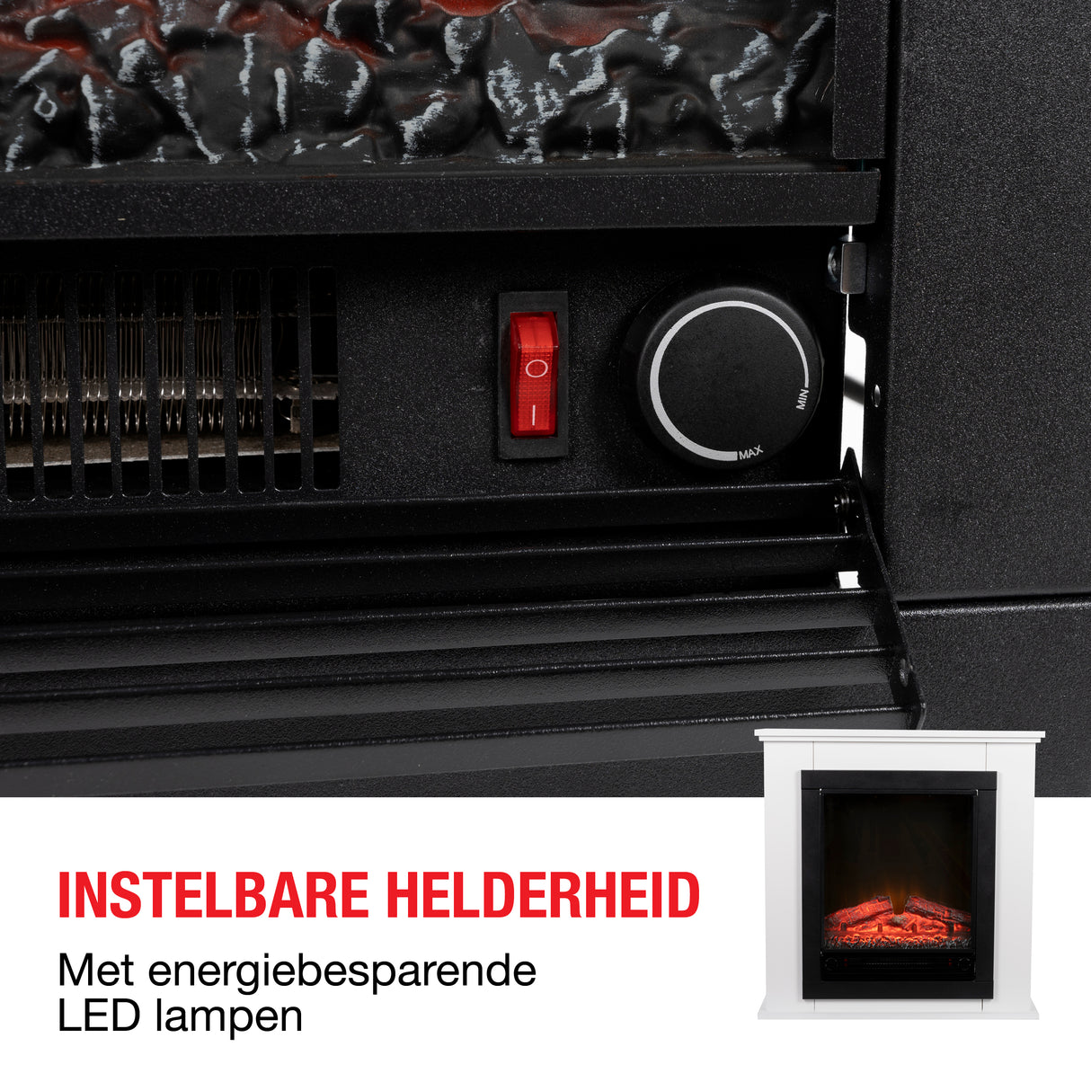 Classic Fire Lugano Sfeerhaard 1800W, Wit - maximondo
