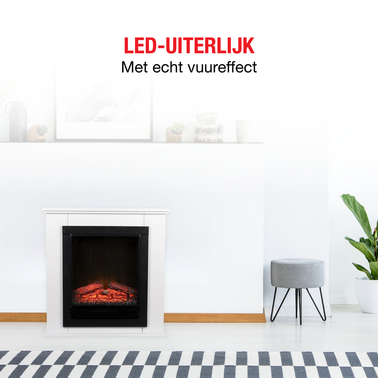 Classic Fire Lugano Sfeerhaard 1800W, Wit - maximondo