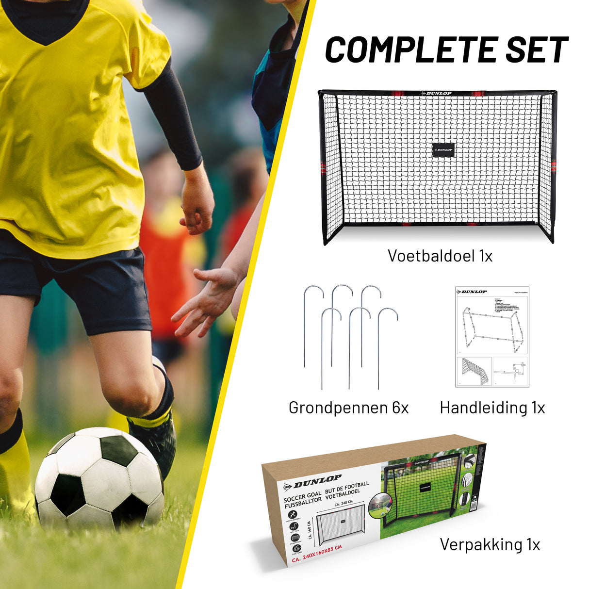Dunlop Voetbaldoel 240x160x85 cm - maximondo