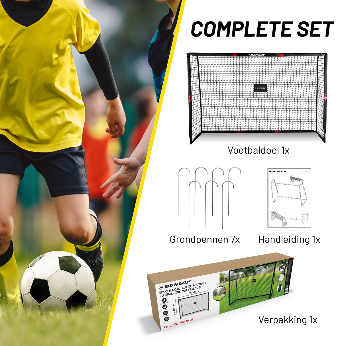 Dunlop Voetbaldoel 300 x 200 x 120cm - maximondo