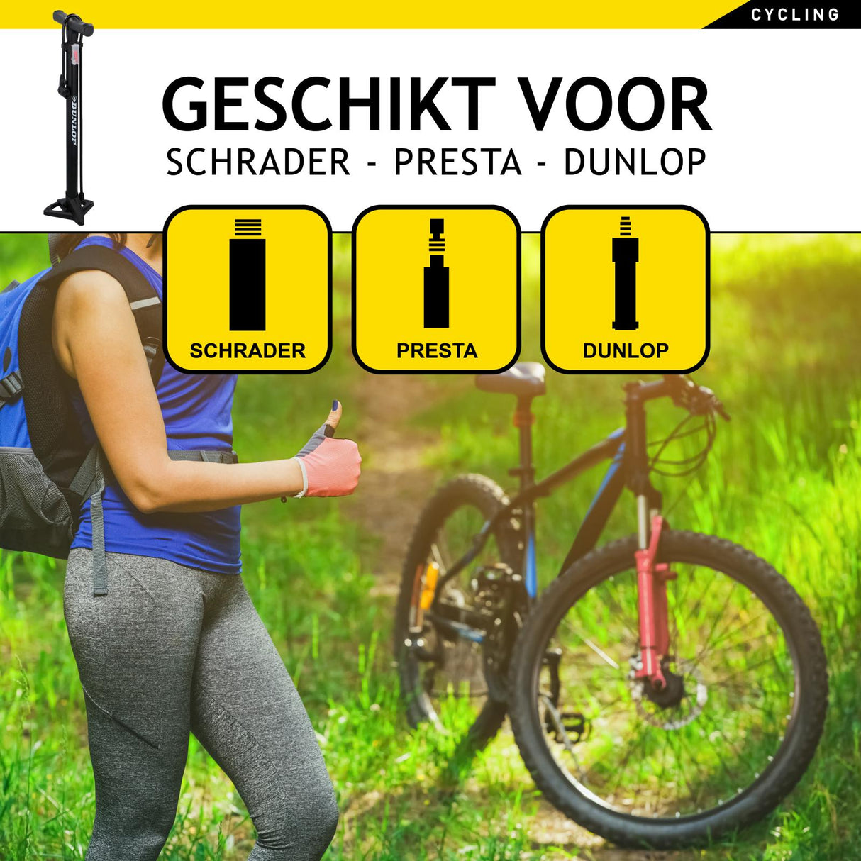 Fietspomp Presta, Hollands en Frans Ventiel - maximondo