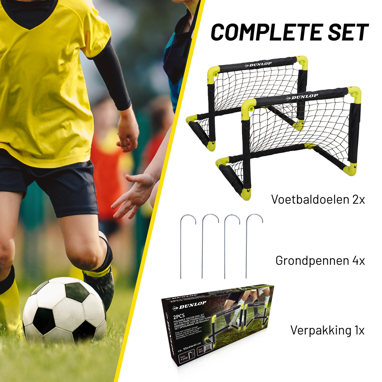 Dunlop Voetbaldoel 50 x 44 x 44cm set van 2 - Opvouwbaar - maximondo