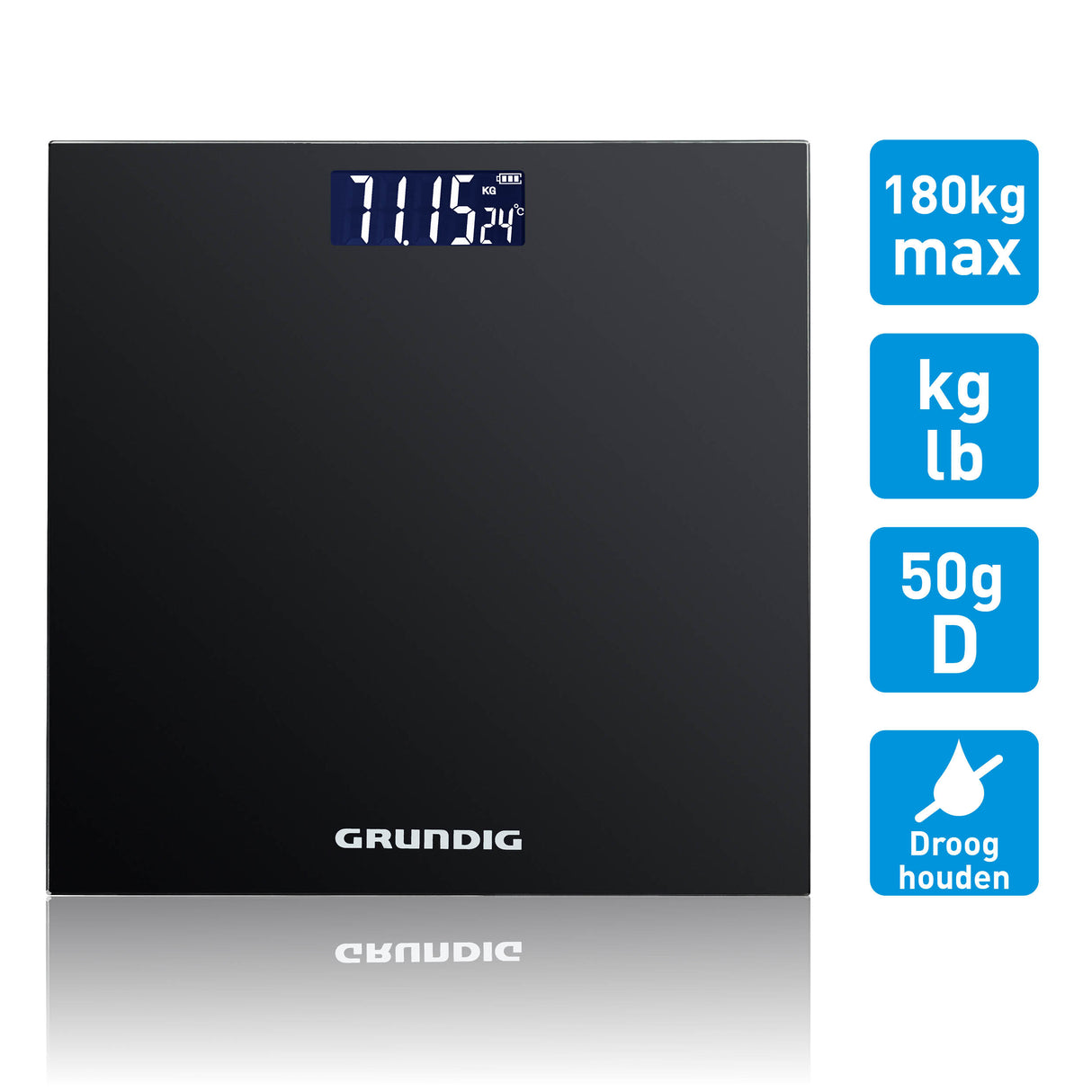Grundig Personen Weegschaal 180kg, Nauwkeurig - maximondo
