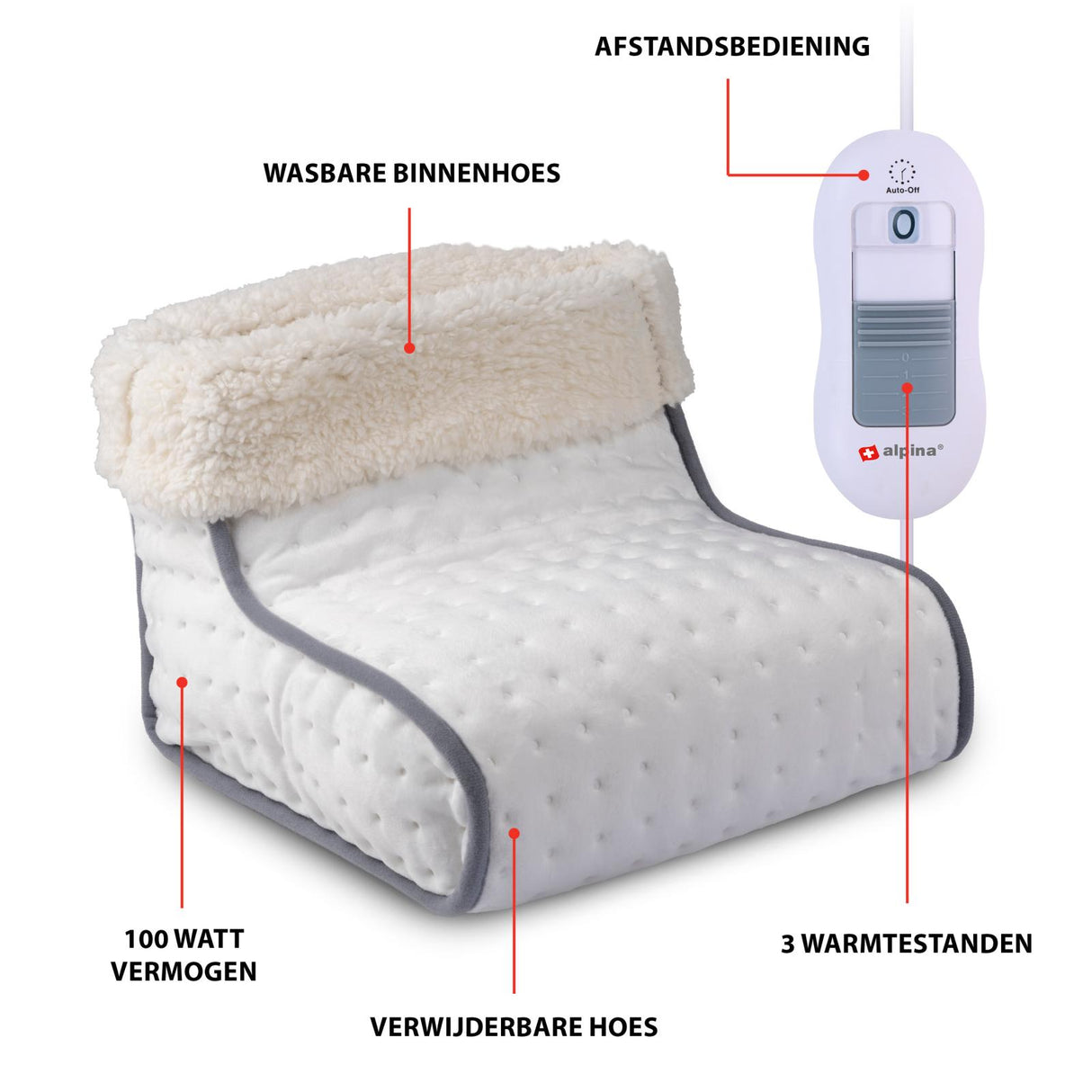 Elektrische Voetenwarmer Wolwit - maximondo