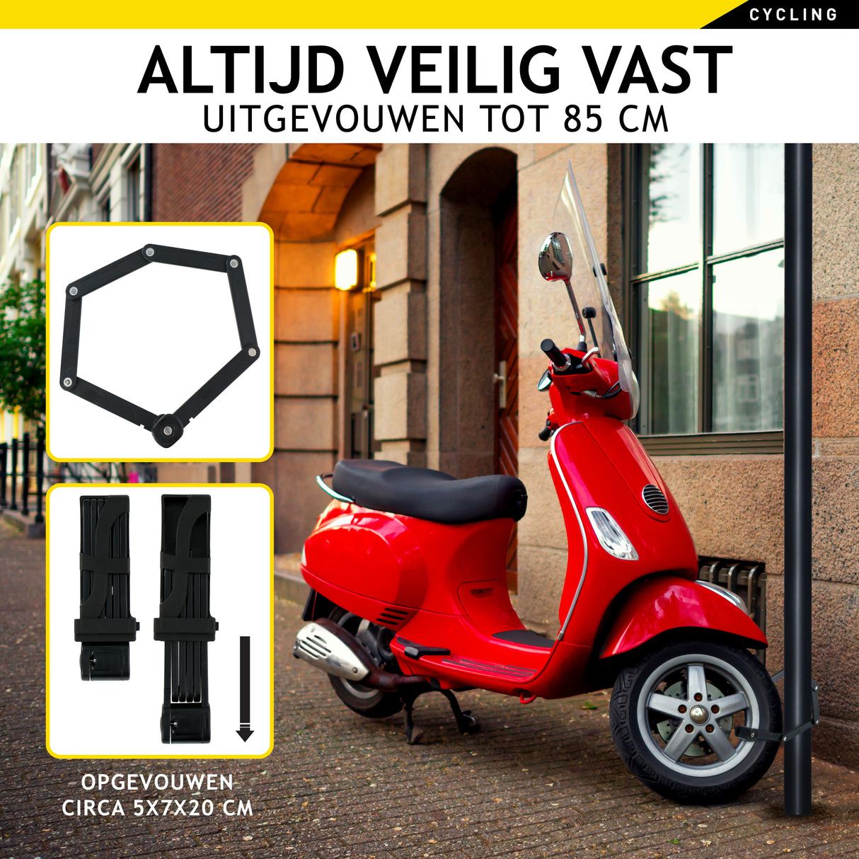 Dunlop Fietsslot Frame - Opvouwbaar Slot - maximondo