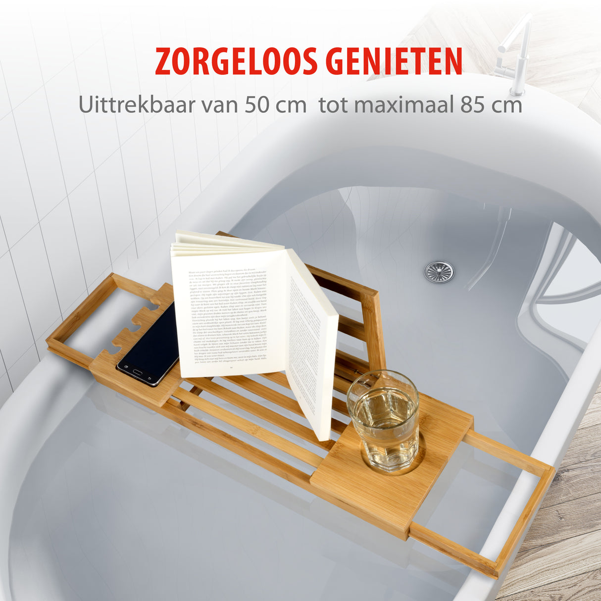 alpina Verstelbare Badplank Badrek - Bamboe - maximondo