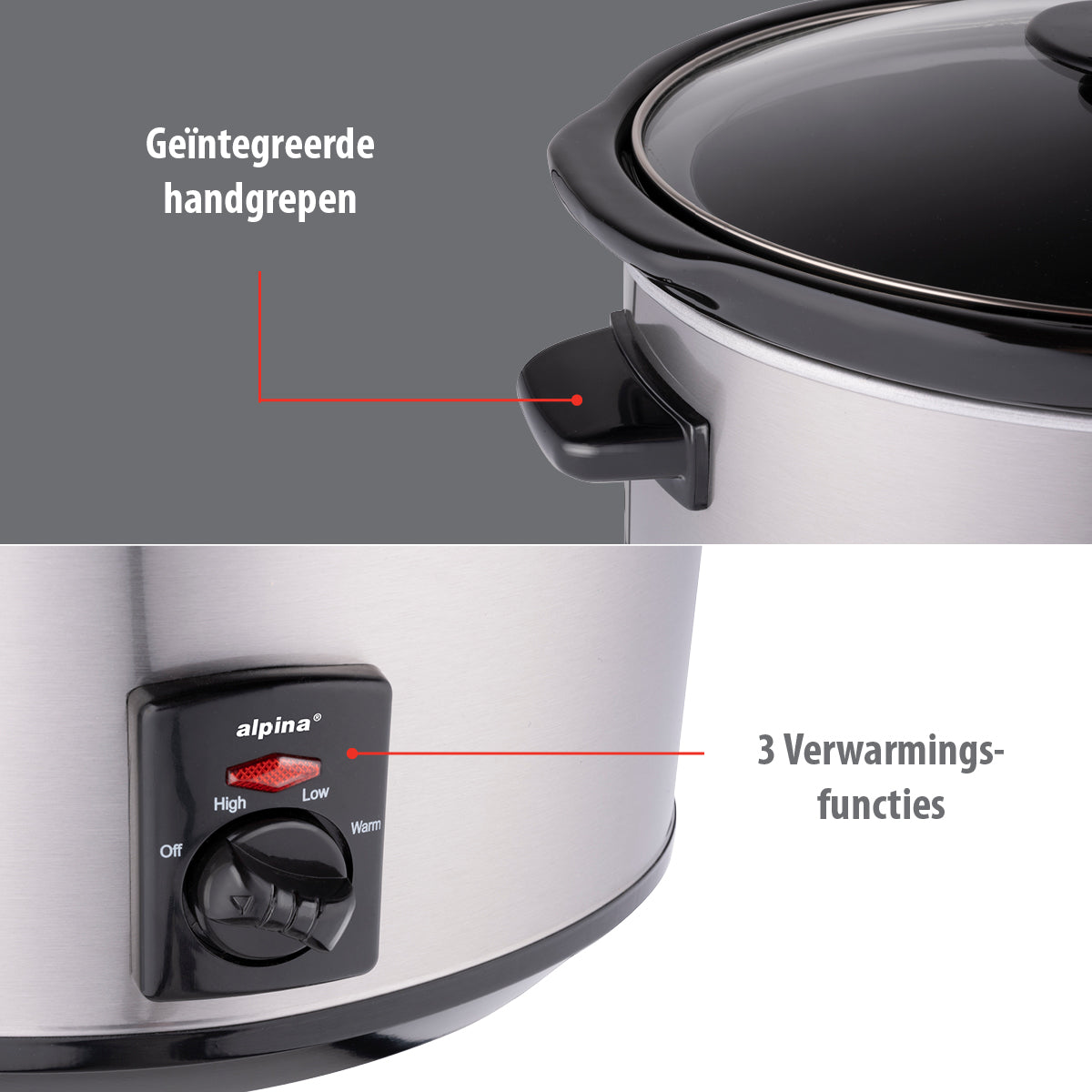alpina Slowcooker 3.5L - RVS - maximondo