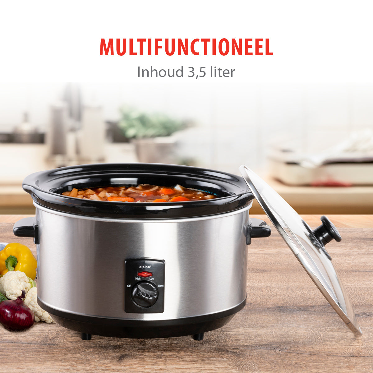 alpina Slowcooker 3.5L - RVS - maximondo
