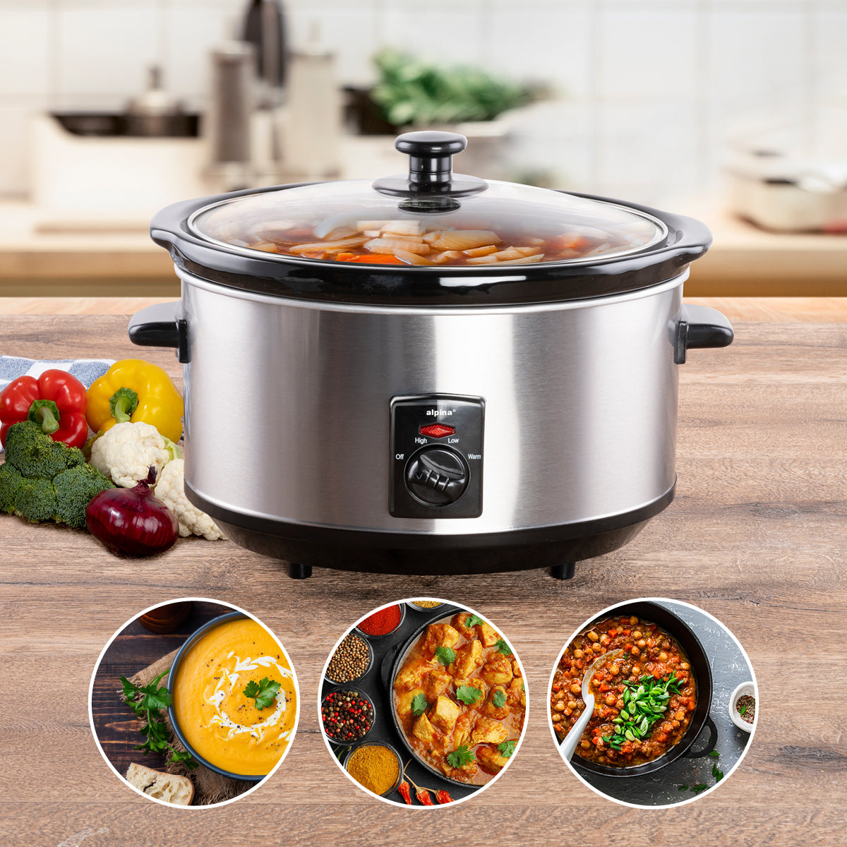 alpina Slowcooker 3.5L - RVS - maximondo